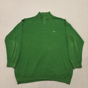 Lacoste Sweatshirt Sweater Green 1/4 Quarter Zip Outdoor Fall Size 8 XLarge